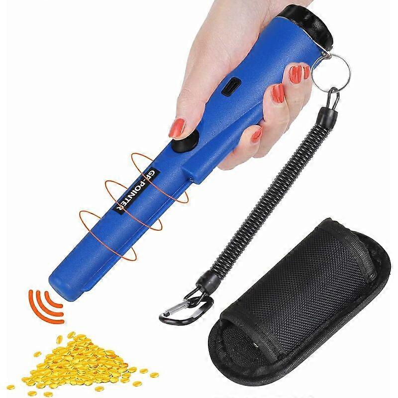 Waterproof Pinpointer Metal Detector with LED Light and Auto Vibration High Sensitivity for Treasure Hunting Blue