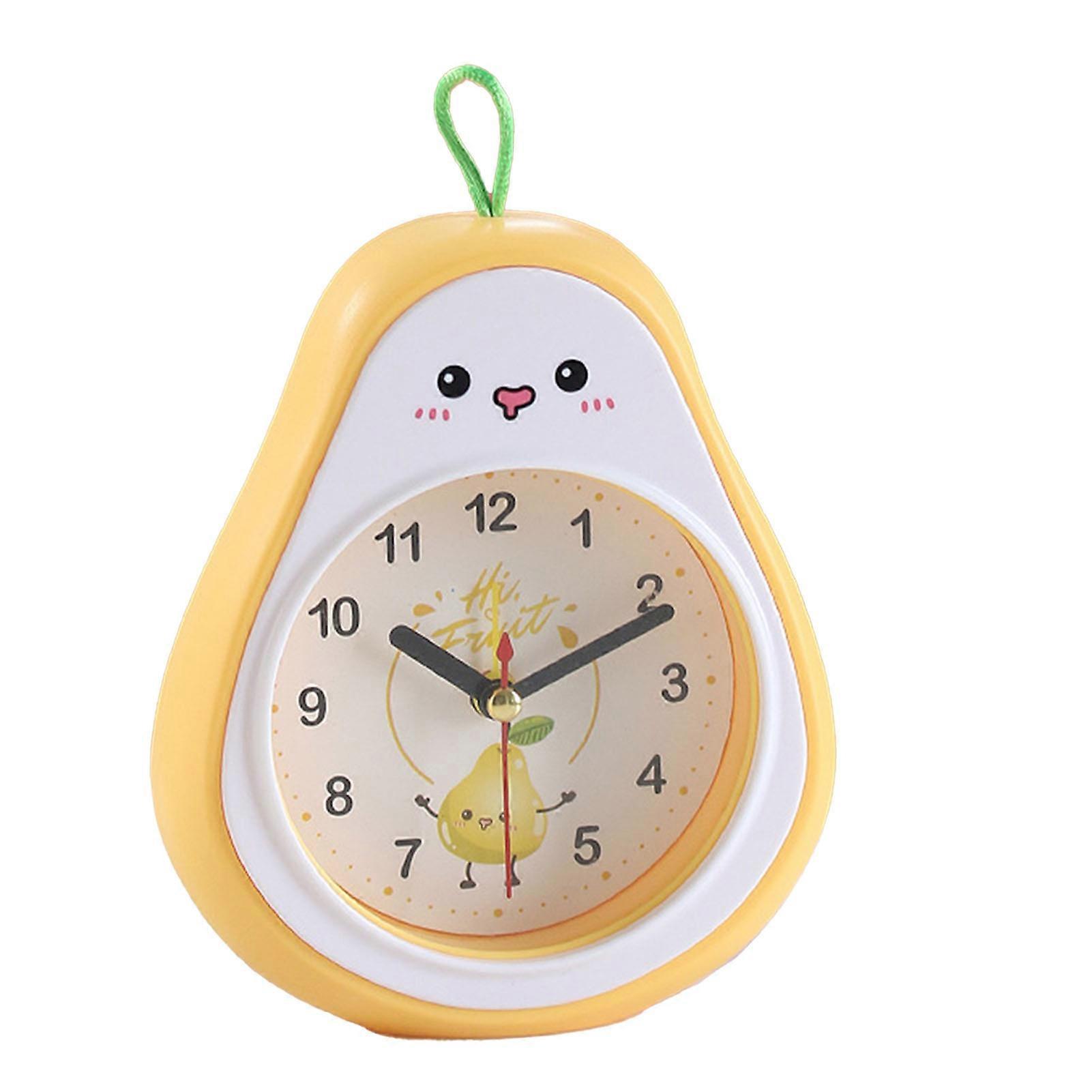 Children's Cartoon Fruit Alarm Clock Decorative Cute Desk Clock Avocado Design Table Clock Random Dial Design Battery-Free Portable Gif