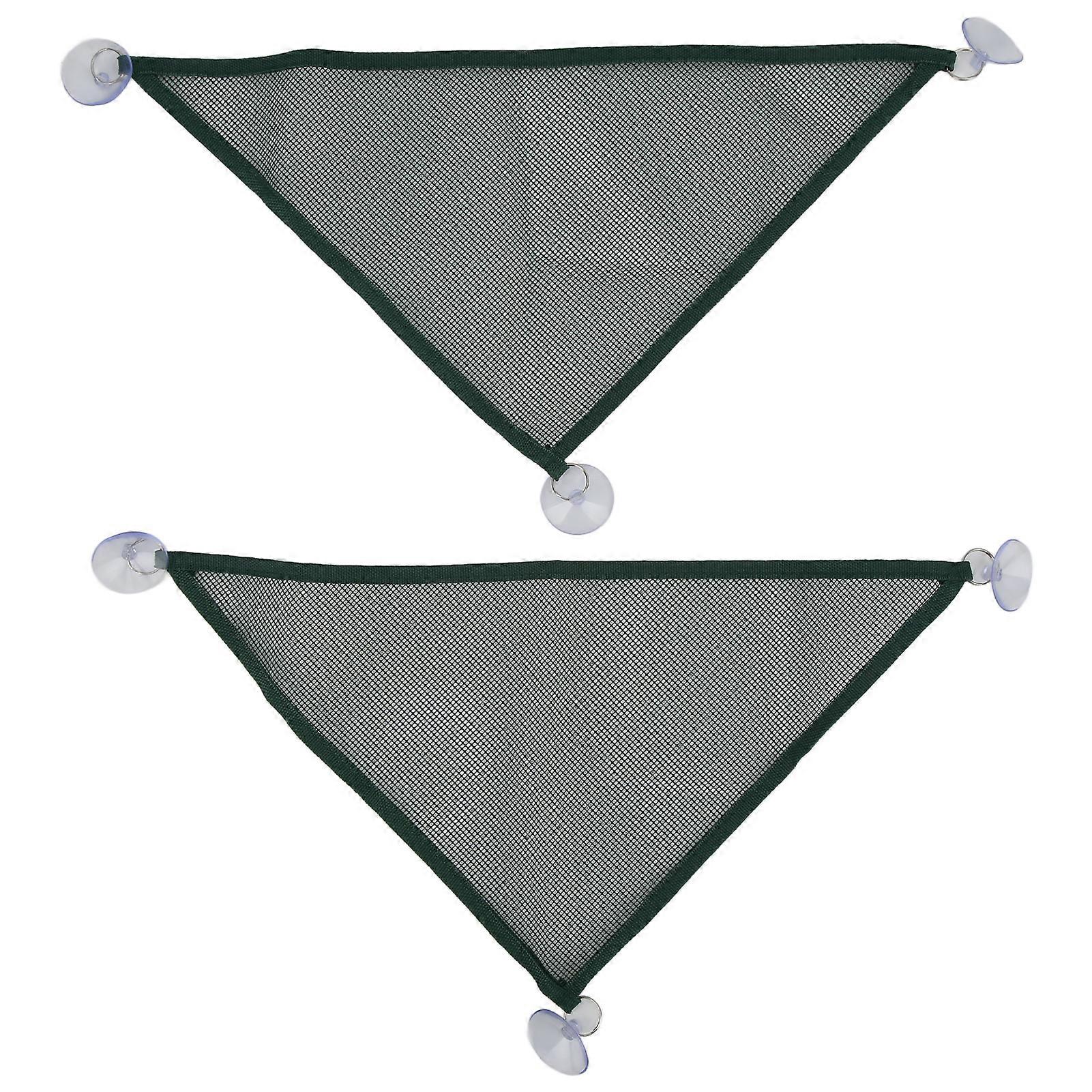 2pcs Reptile Hammock Bearded Dragon Triangular Mesh Hammock with Suction Cups for Iguanas Anoles Geckos SnakesGreen L