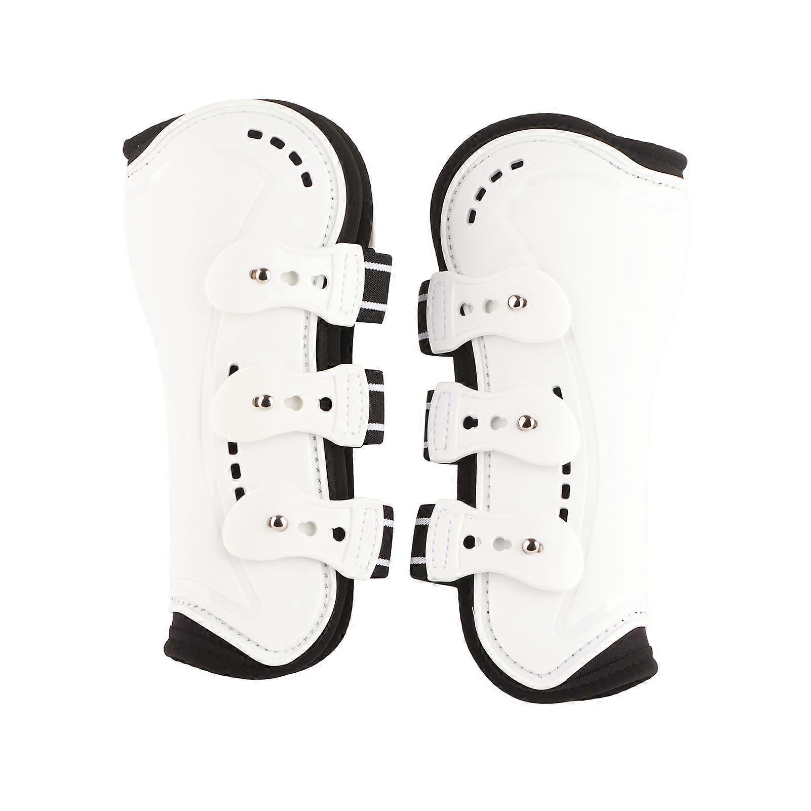 Horse Front Tendon Boots Adjustable Breathable Open Front Protective Horse Tendon Boots for Jumping White L