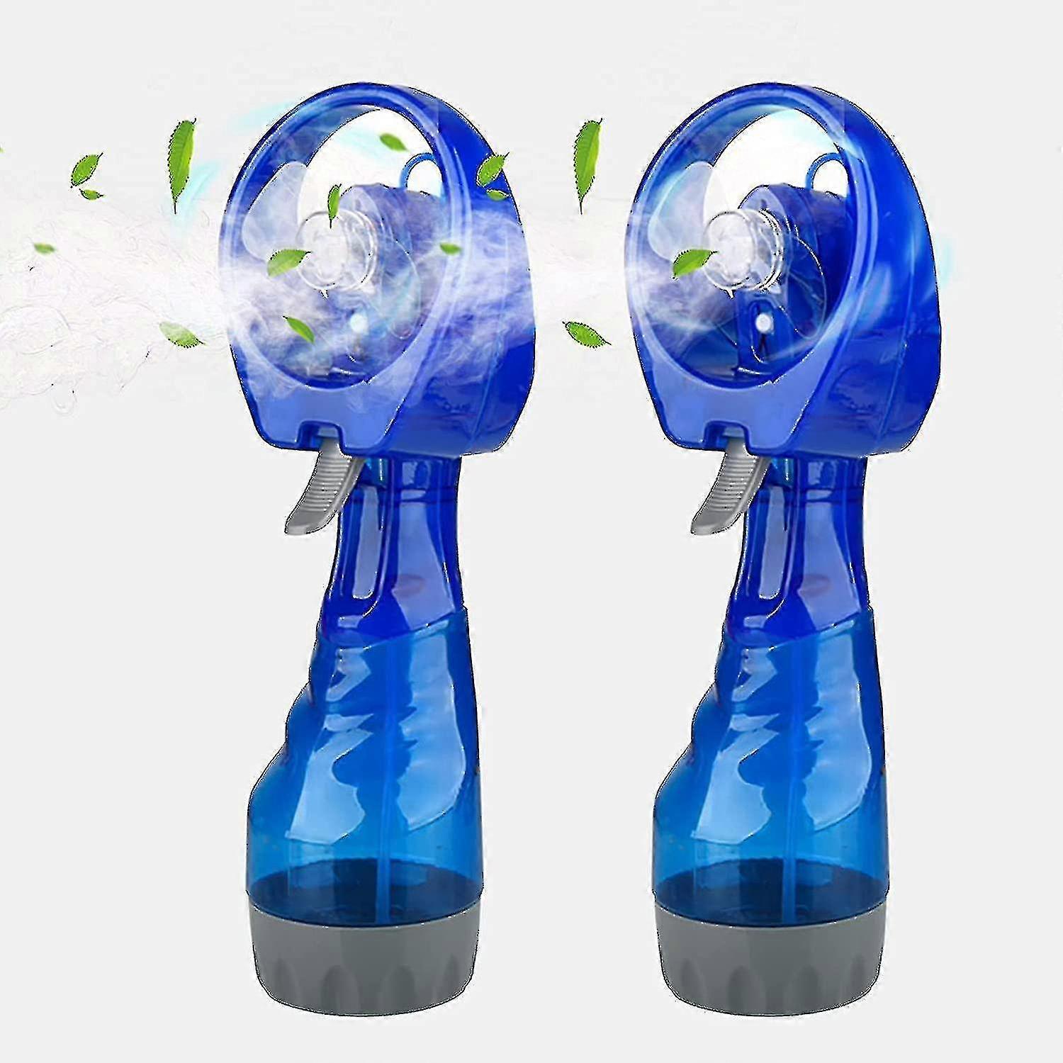 2 Pack Misting Fan, Portable Handheld Misting Personal Fan Battery-operated (blue)
