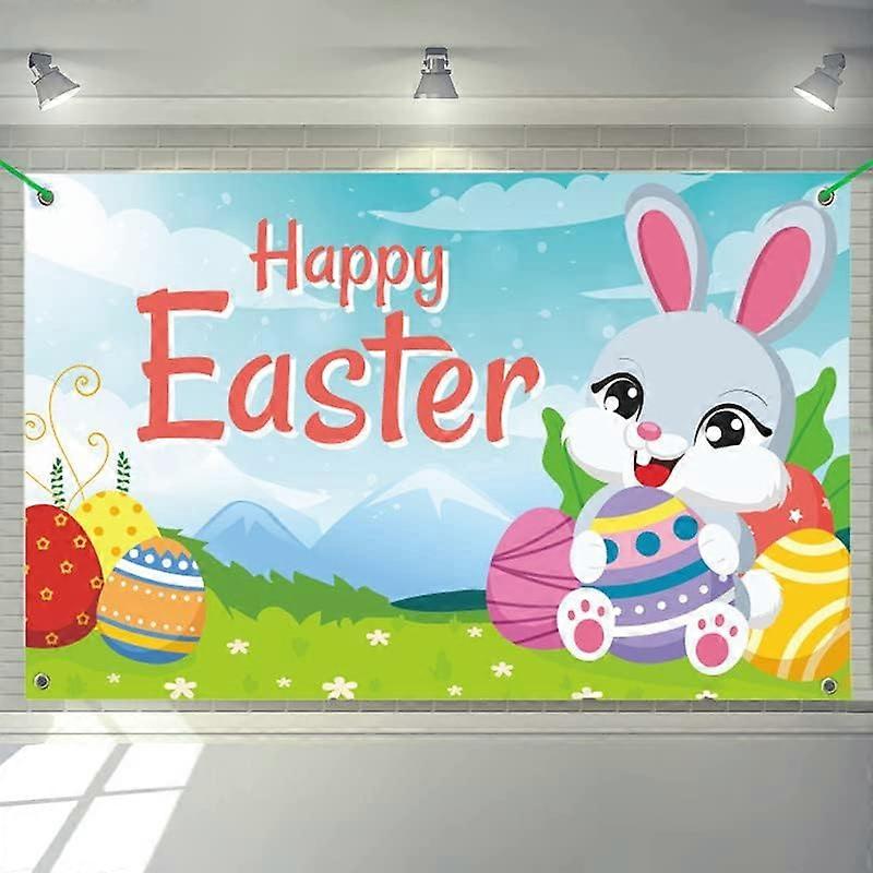 Happy Easter Banner Easter Decorations 58x35 Inch Easter Backdrops for Photography Easter Party Decorations
