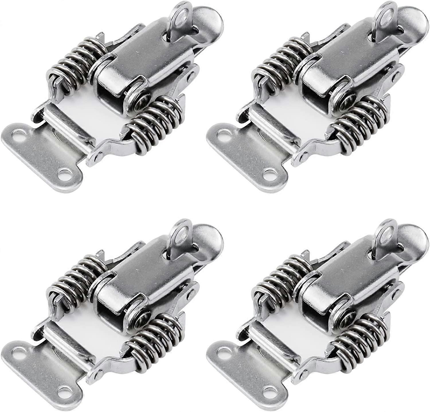 4Set Compression Spring Toggle Latch Lock 304 Stainless Steel Spring Loaded Draw Latch Clamp Cabinet Boxes Toggle Hasp Latch with Lock Hole,2.32" Leng