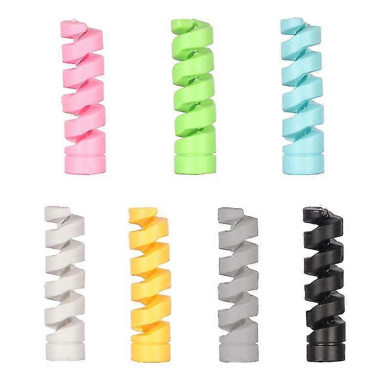 6 Pcs Spiral Cable Protector Data Line Silicone Bobbin Winder Protective Tube Cable Cover