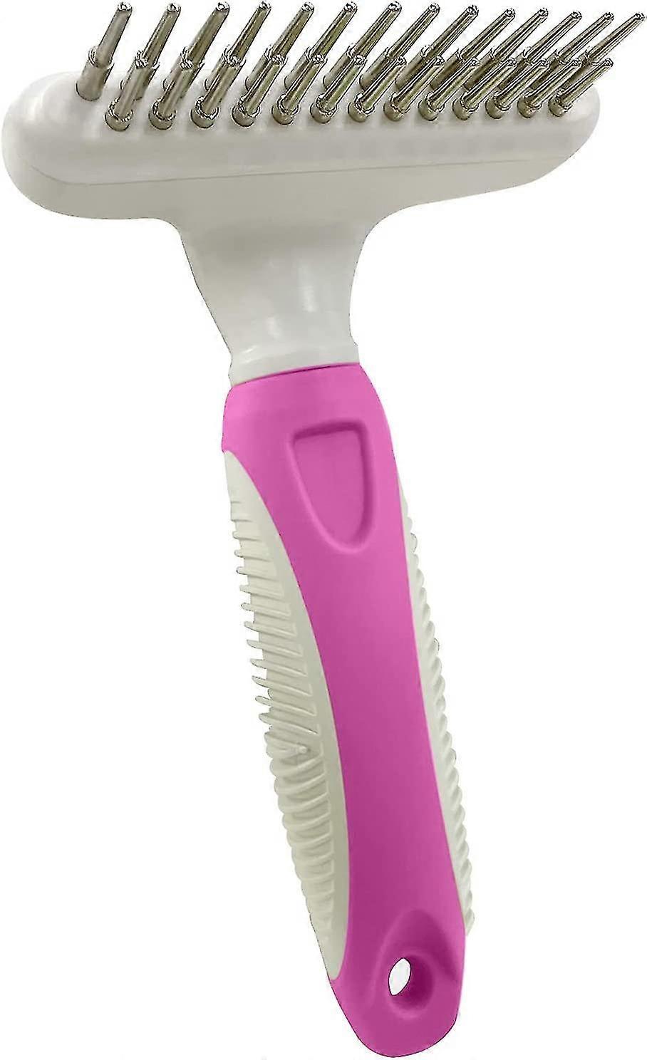 Dog Comb - Stainless Steel Deshedding And Dematting Undercoat Rake - Double Row Gift