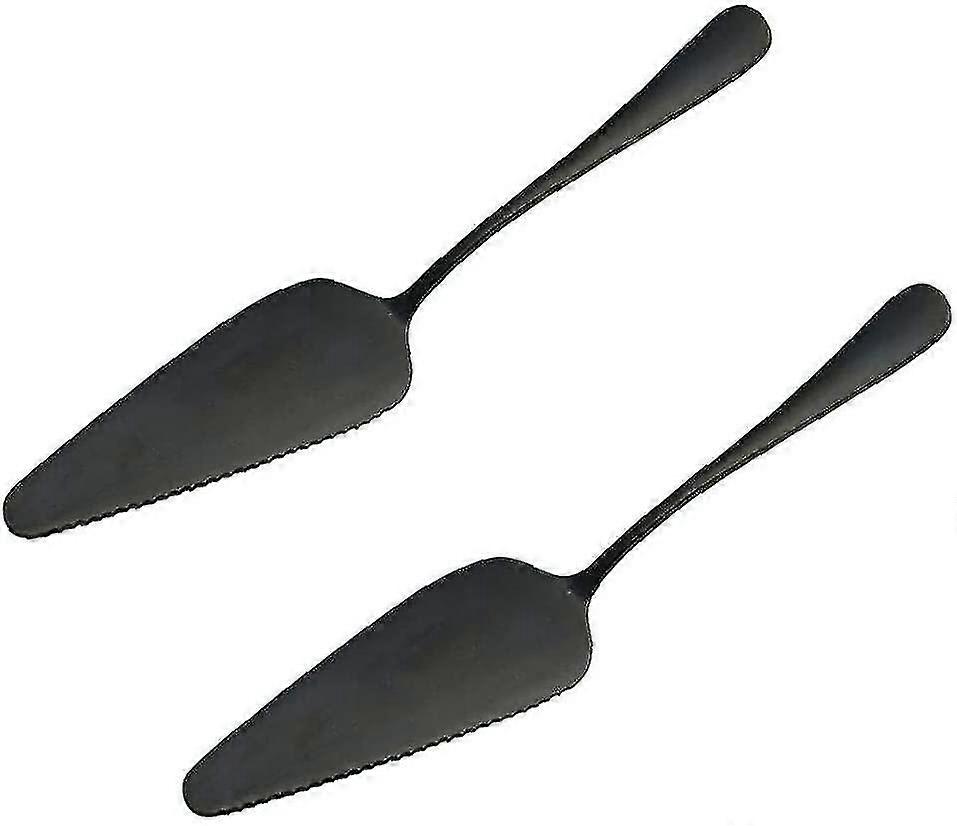 Cake Slicer Cake Pie Server Pizza Spatula Stainless Steel With Fine Serrated Edges For Anniversary Party (black) (2pcs)