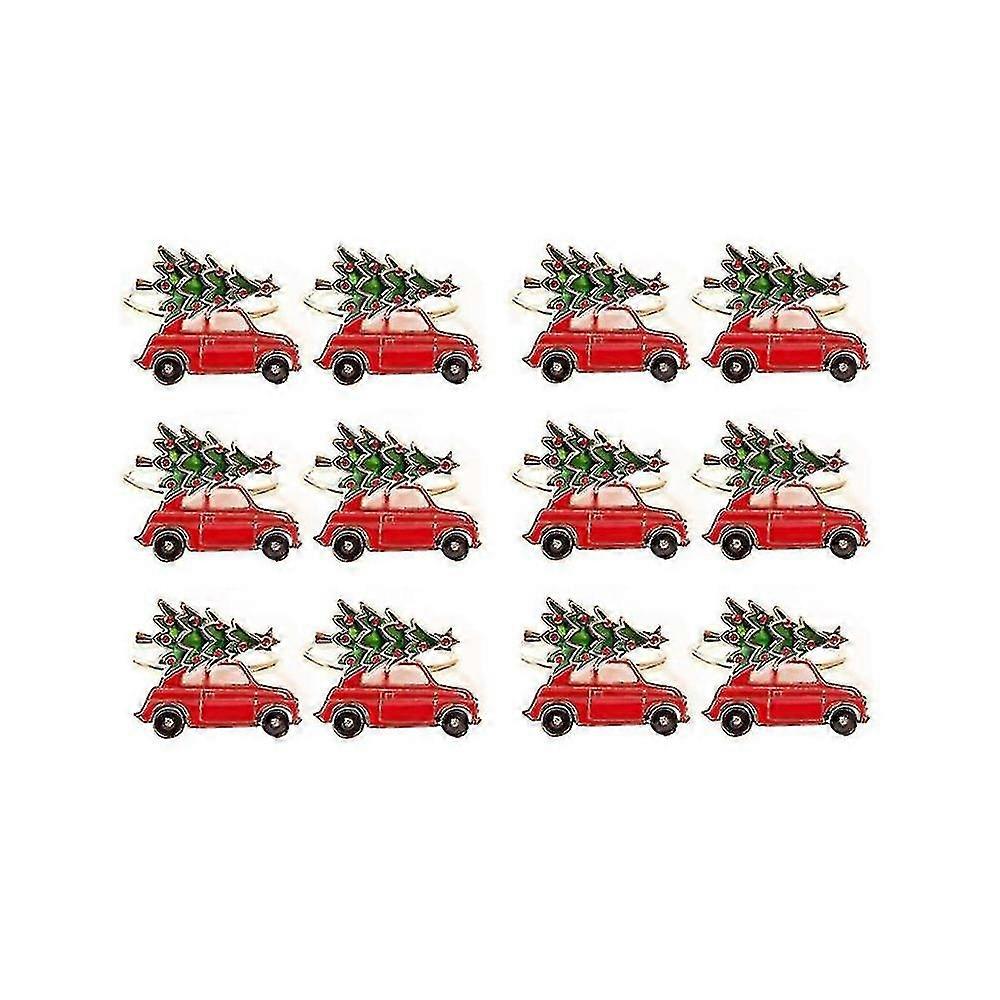 12pcs carino auto forma metallo natale tovagliolo anello titolare multicolore asciugamano tessuto anello fibbia tovagliolo