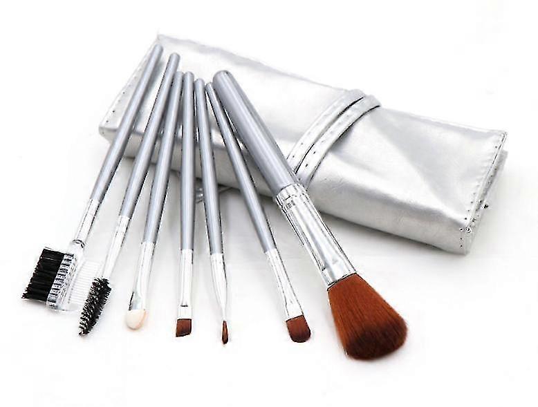 Makeup Brushes 7 Parts with Case- Silver