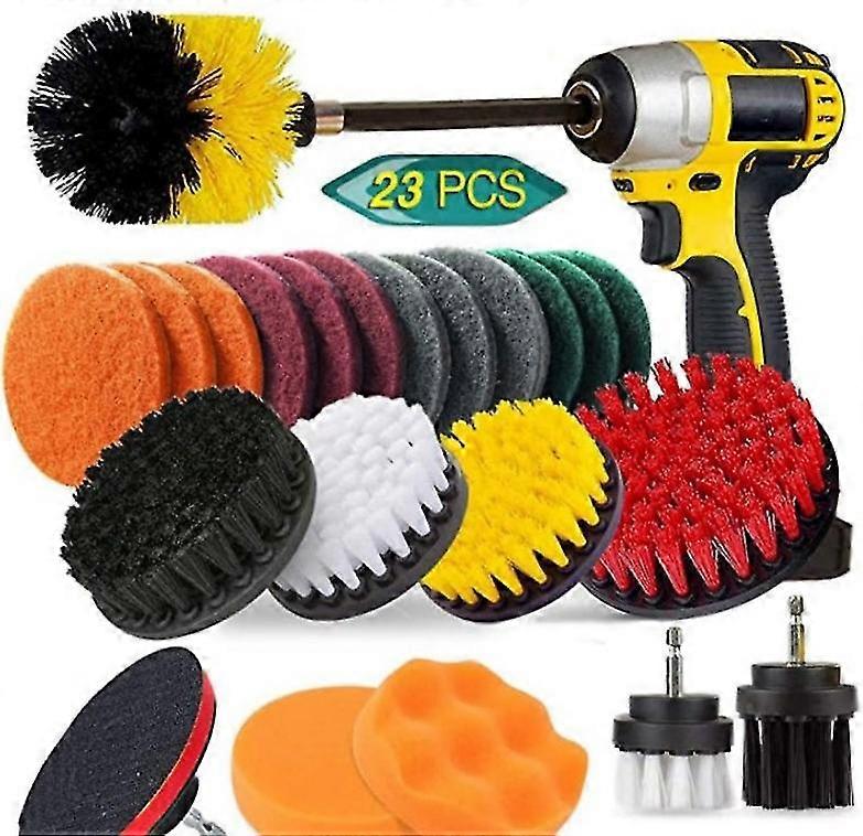 23pcs drill brush set.multicolored power scrubbing brush attachment kit.all