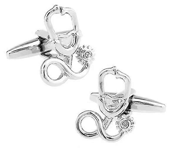 Gemelli da uomo in argento gemelli in acciaio inossidabile, stetoscopio, set di gemelli da uomo, regalo di gioielli da uomo