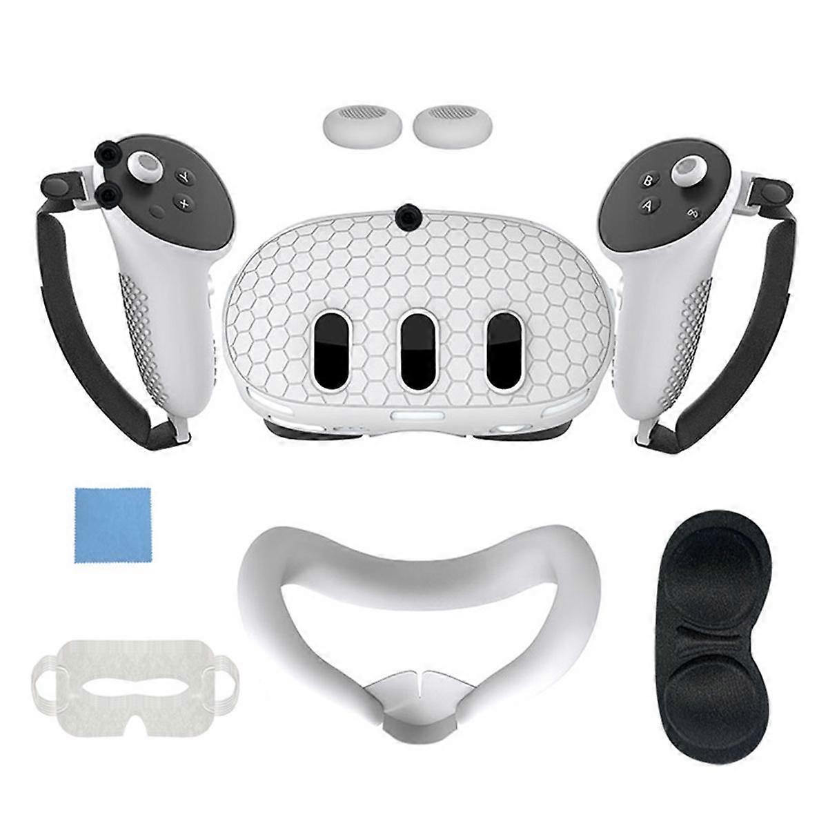 For 3 Protective Cover Handle Controller Grips,Front Shell Headset Cover and Face Cover,VR Accessor