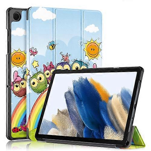 For Samsung Galaxy Tab A9 Plus Custer Painted 3-Fold Holder Smart Leather Tablet Case
