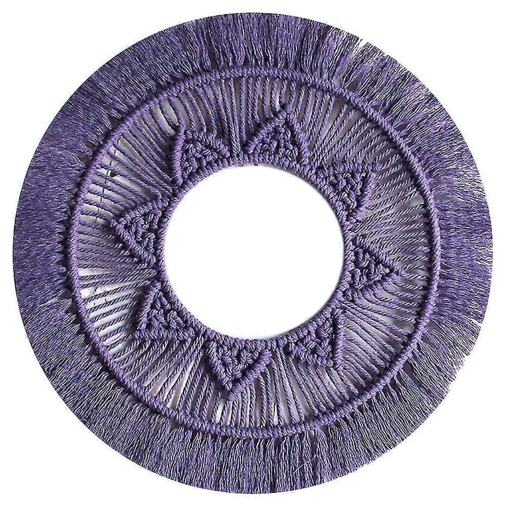 Macrame Mirror Decoration Dark Style Bohemian Woven Handmade Wall Tapestry(purple)