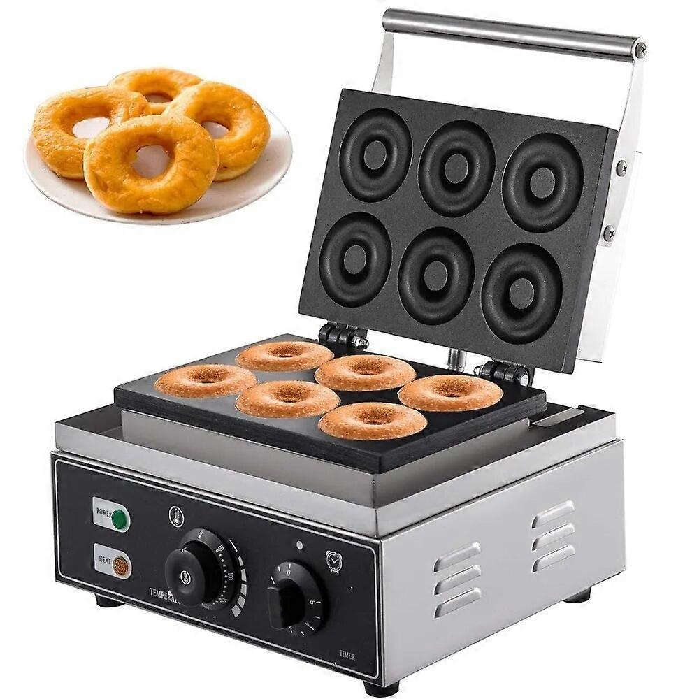 Ticari Waffle Donut Makinesi 6 Delikli Çift Taraflı Isıtma 50-300 Elektrikli 1550W Yapışmaz Donut Makinesi Teflon Kaplama