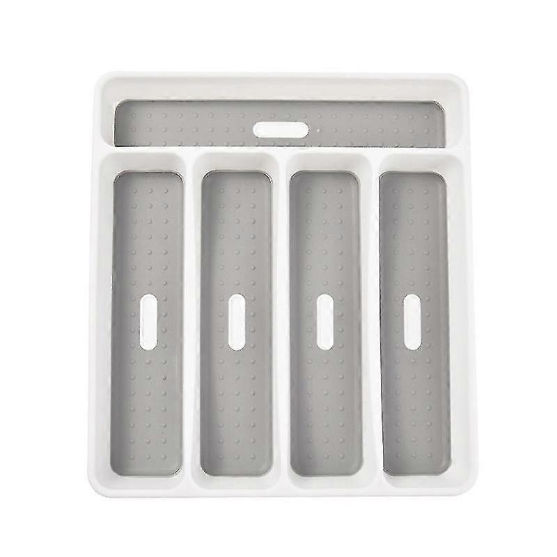 Cutlery Storage Box, Five Grids, White Light Gray, 32.5*28.5*5cm