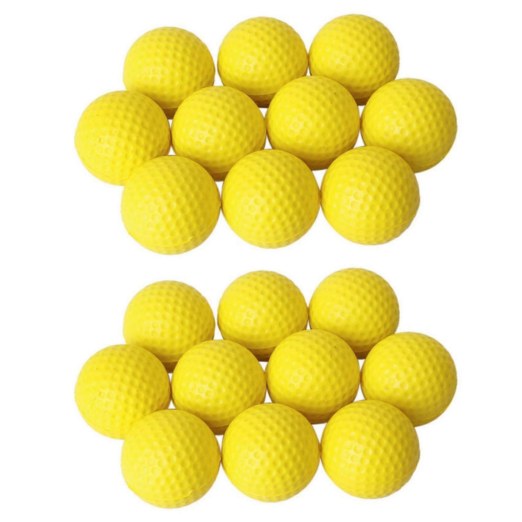 20pcs Yellow Soft Elastic Indoor Practice Pu Golf Ball