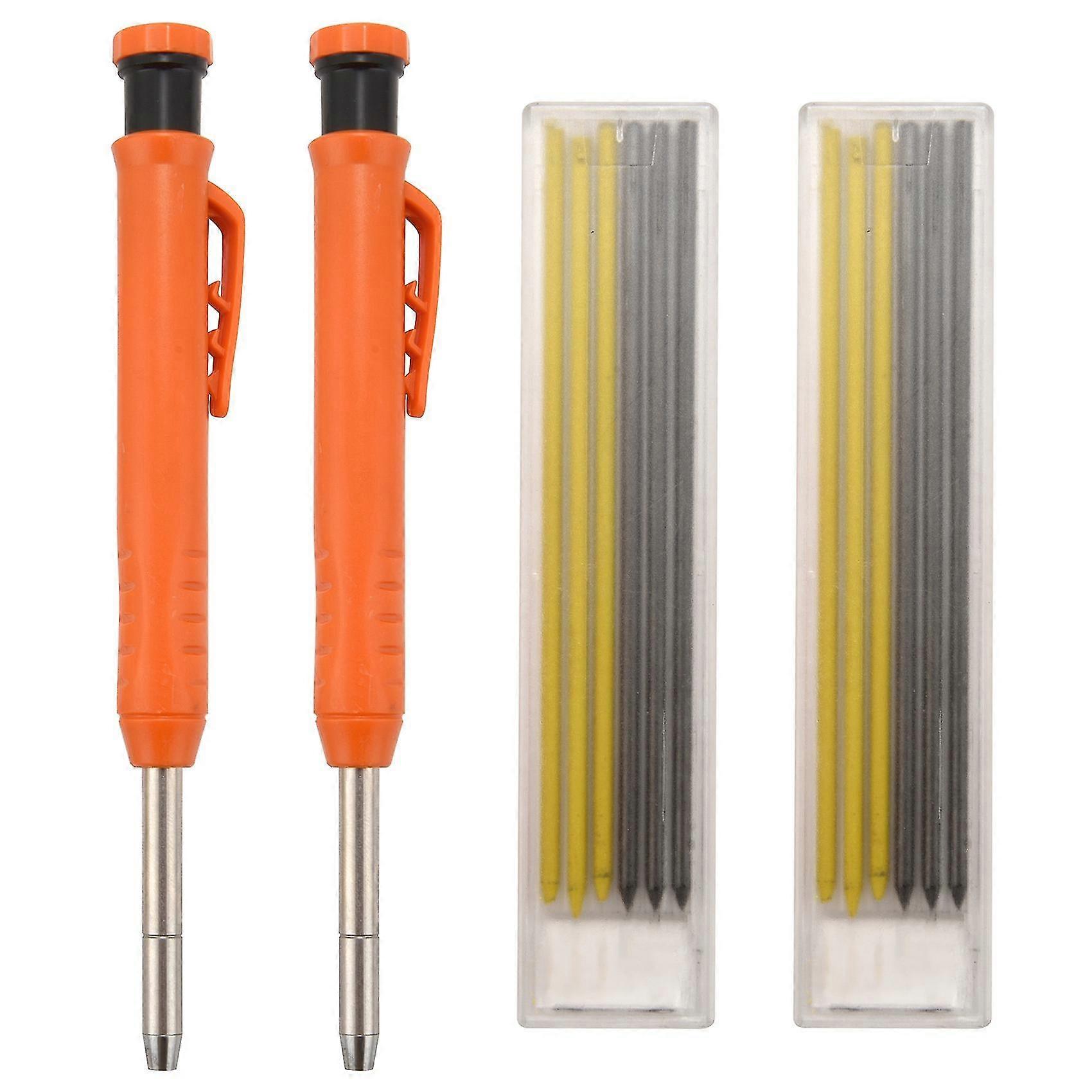 2pcs Carpenter Mechanical Pencils Solid Carpentry Automatic Pencils Set 12pcs Pencil Leads For Draw
