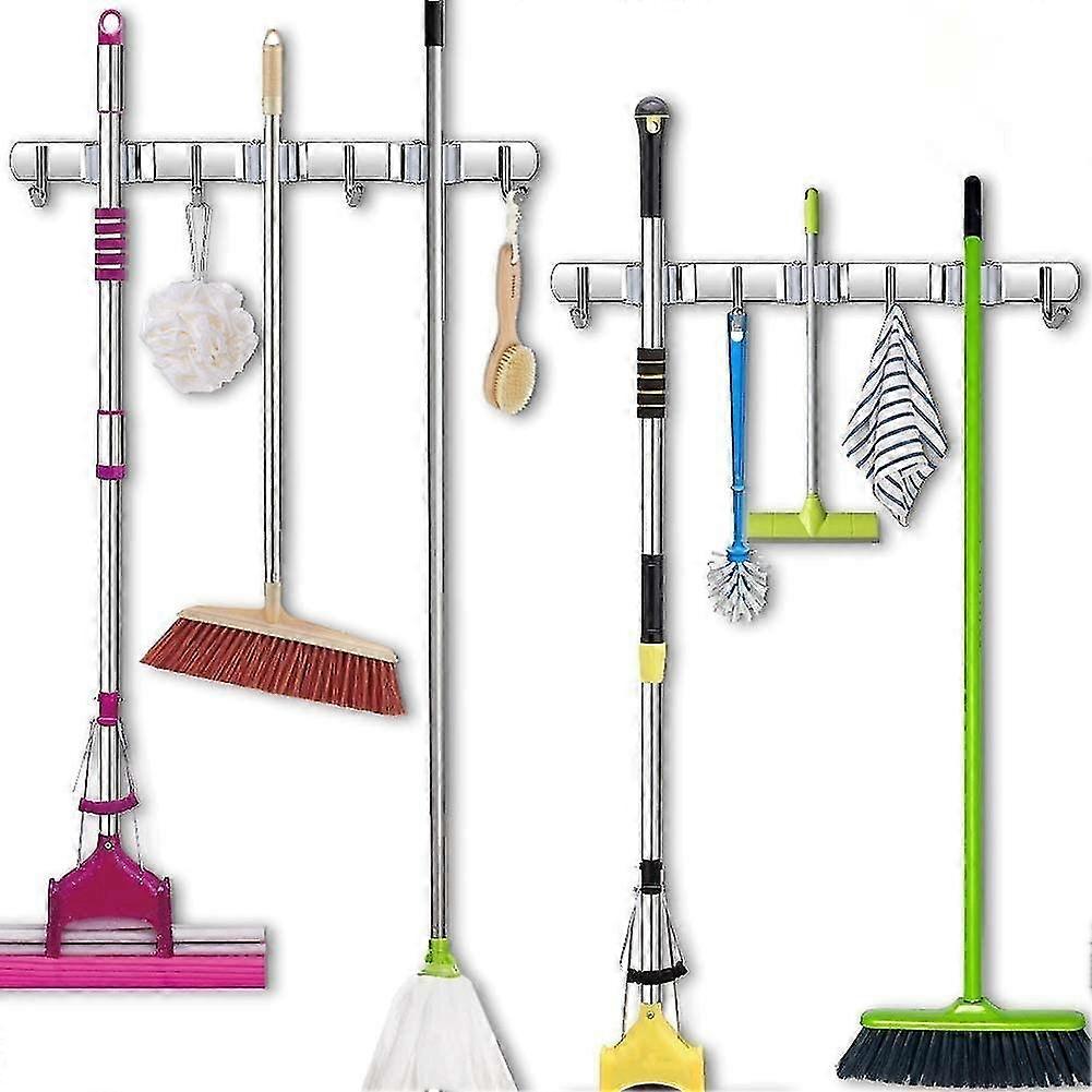 2 Wall-mounted Broom Holders, 3 Clips And 4 Broom Hooks