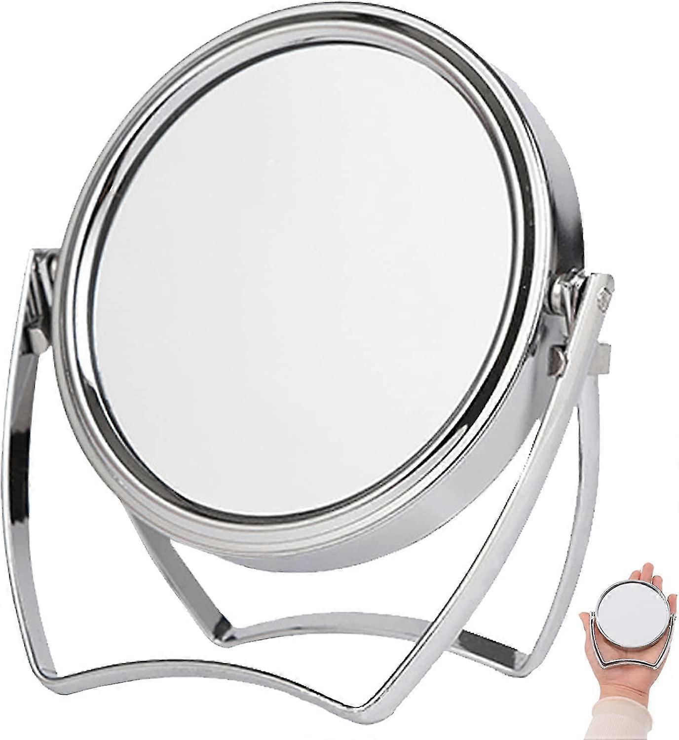 Small Silver Tabletop Makeup Mirror