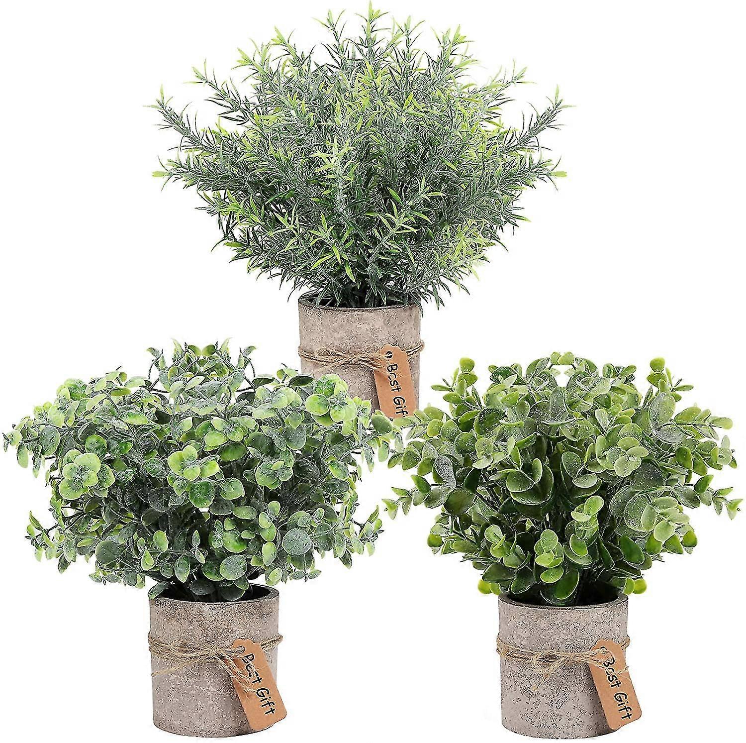 3 Pack Mini Potted Fake Plants Artificial