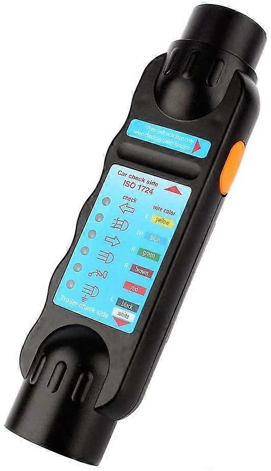 7 Pin Trailer Tester Tool, 7pin 12V Tow Trailer Strip Plug Socket Connection Tester Diagnostic Tester Black