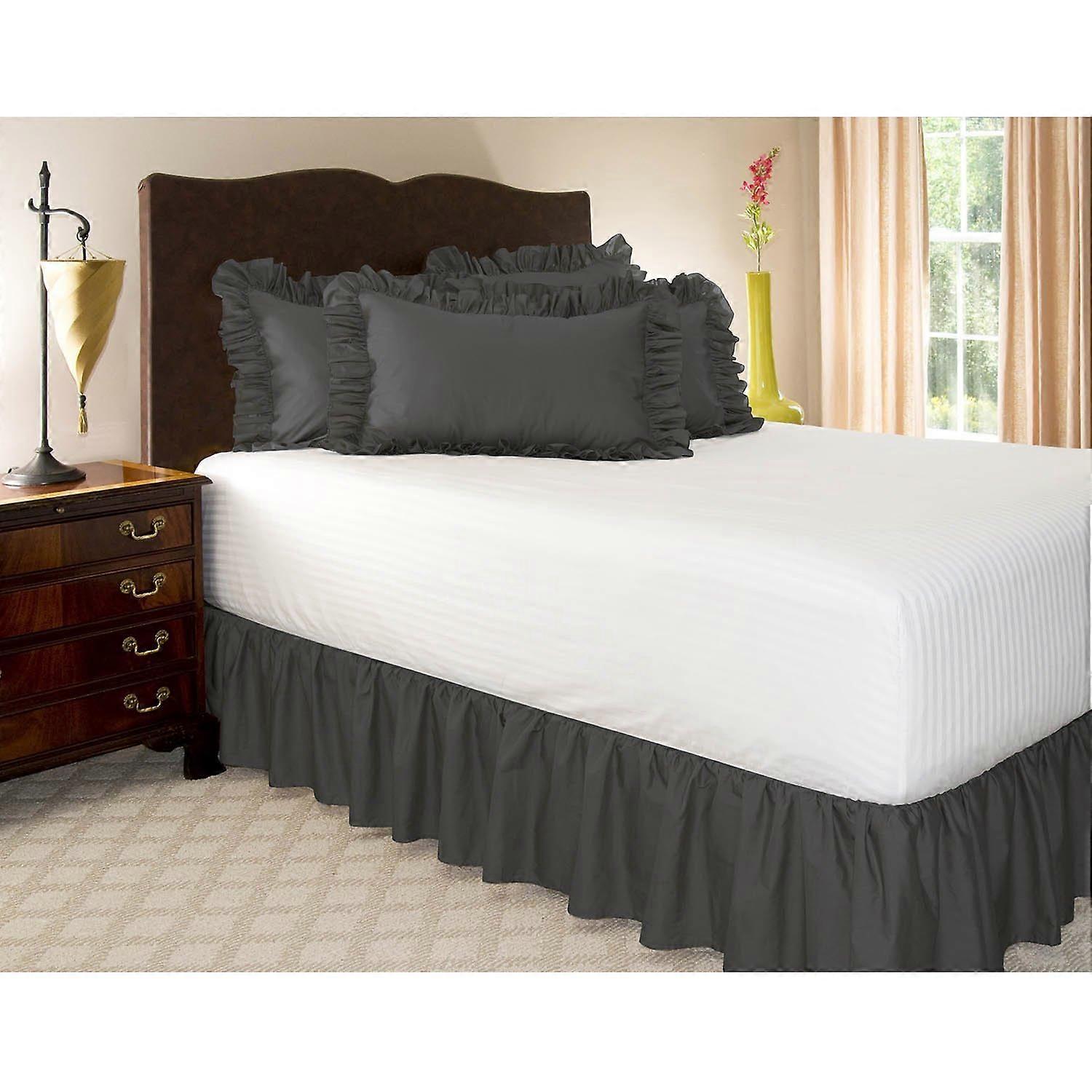Ruffled Black Full Bed Skirt  Hotel Quality