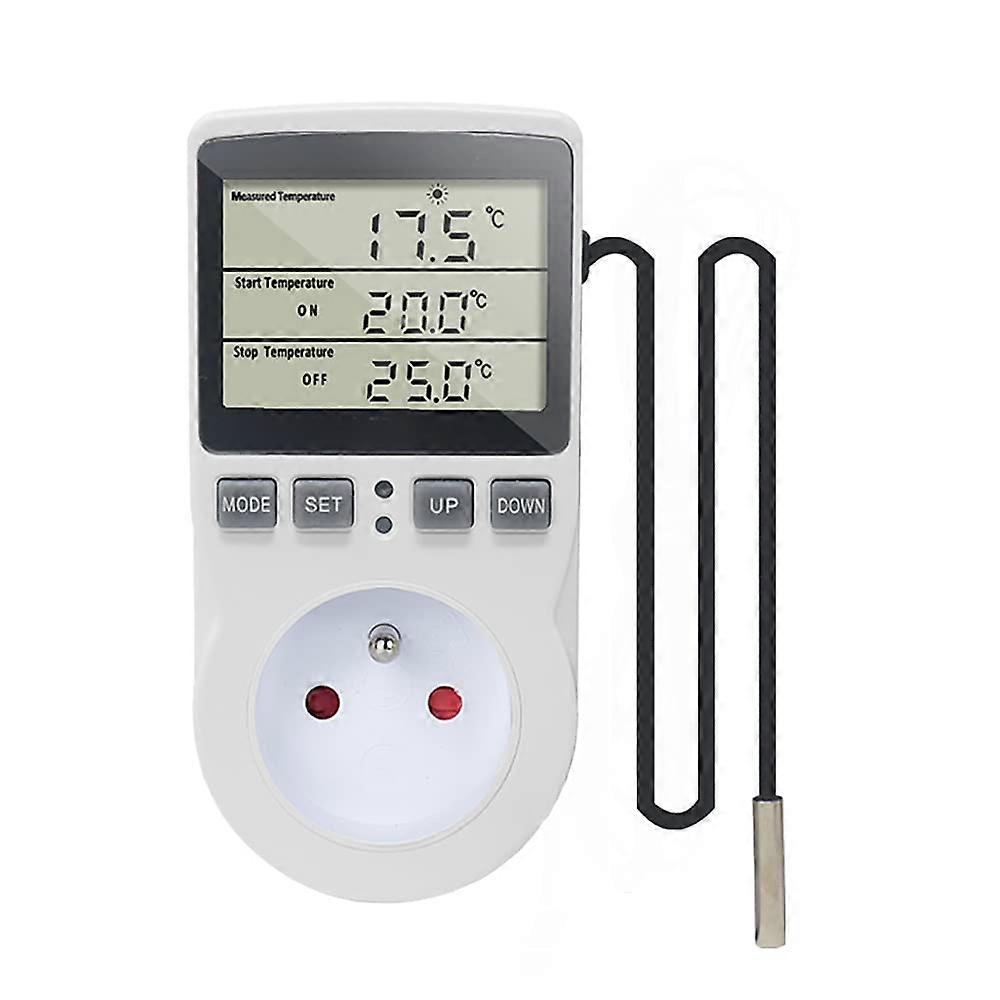 Thermosta Socket, Digital Temperature Controller, 220V Heating Cooling with Probe, LCD Temperature Controller Socket