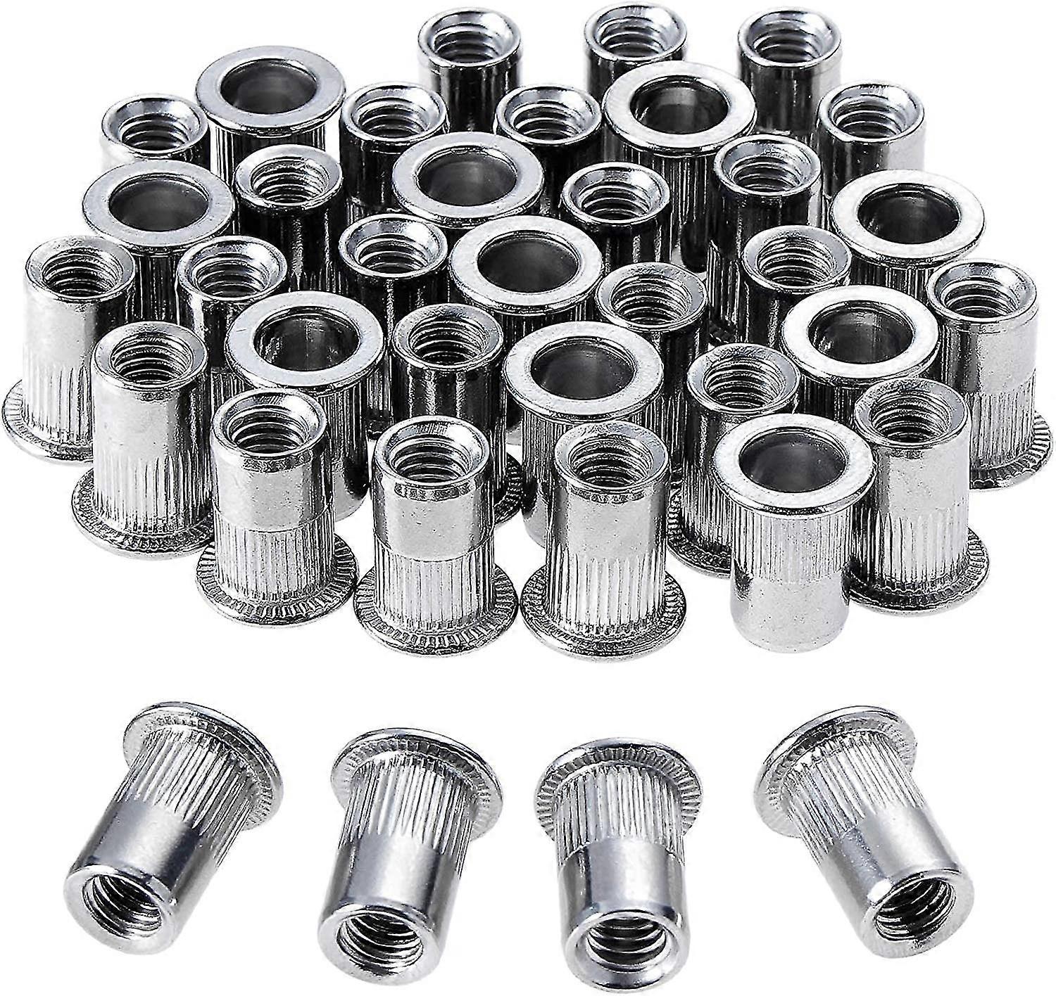20 Pcs M6 Rivet Nuts Stainless Steel Rivnut,flat Head Threaded Insert Nutsert Rivnuts Assorted