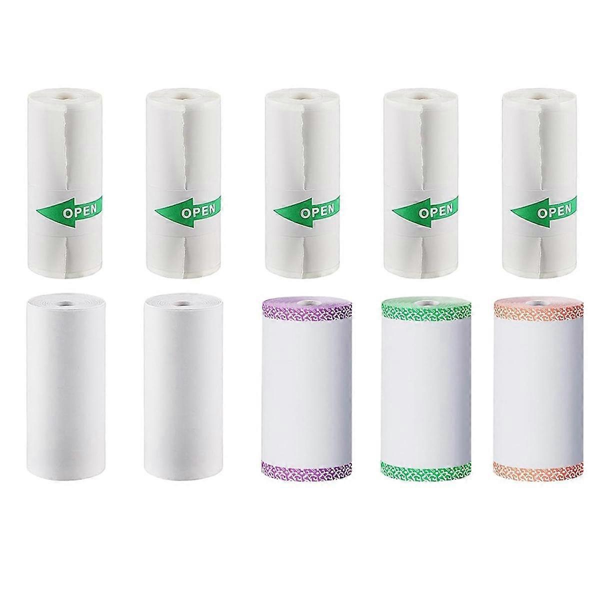 10 Rolls Thermal Paper Self-Adhesive Sticker Paper, for Mini Sticker Receipt Printer Portable Therm