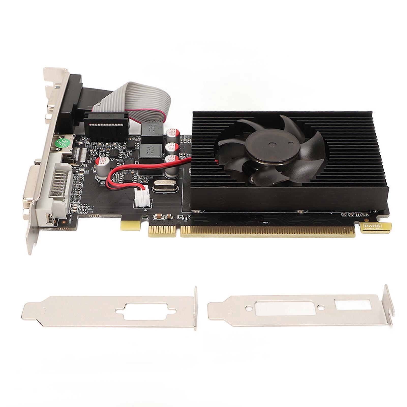 HD7450 2 GB DDR3-grafikkort, 64 bitar, stöd för DirectX 11, DVI, VGA, HD-multimediagränssnitt, integrerat grafikkort med 2 fästen