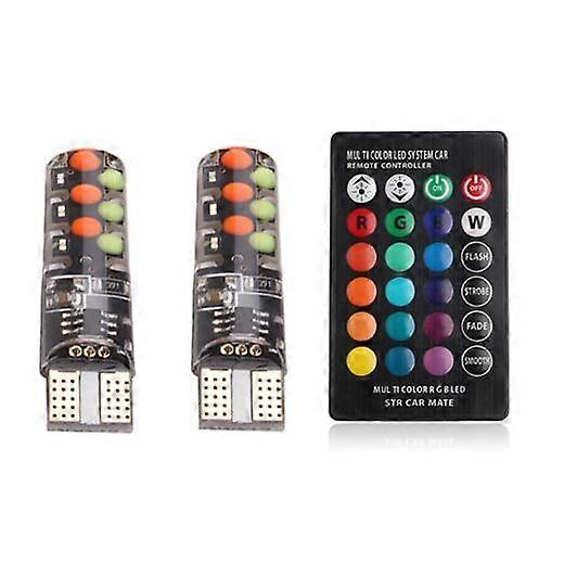 T10 w5w RGB LED Bulb 12SMD COB canbus 194 168 Car With Remote Controller Flash/Strobe Reading Wedge Light Clearance lights