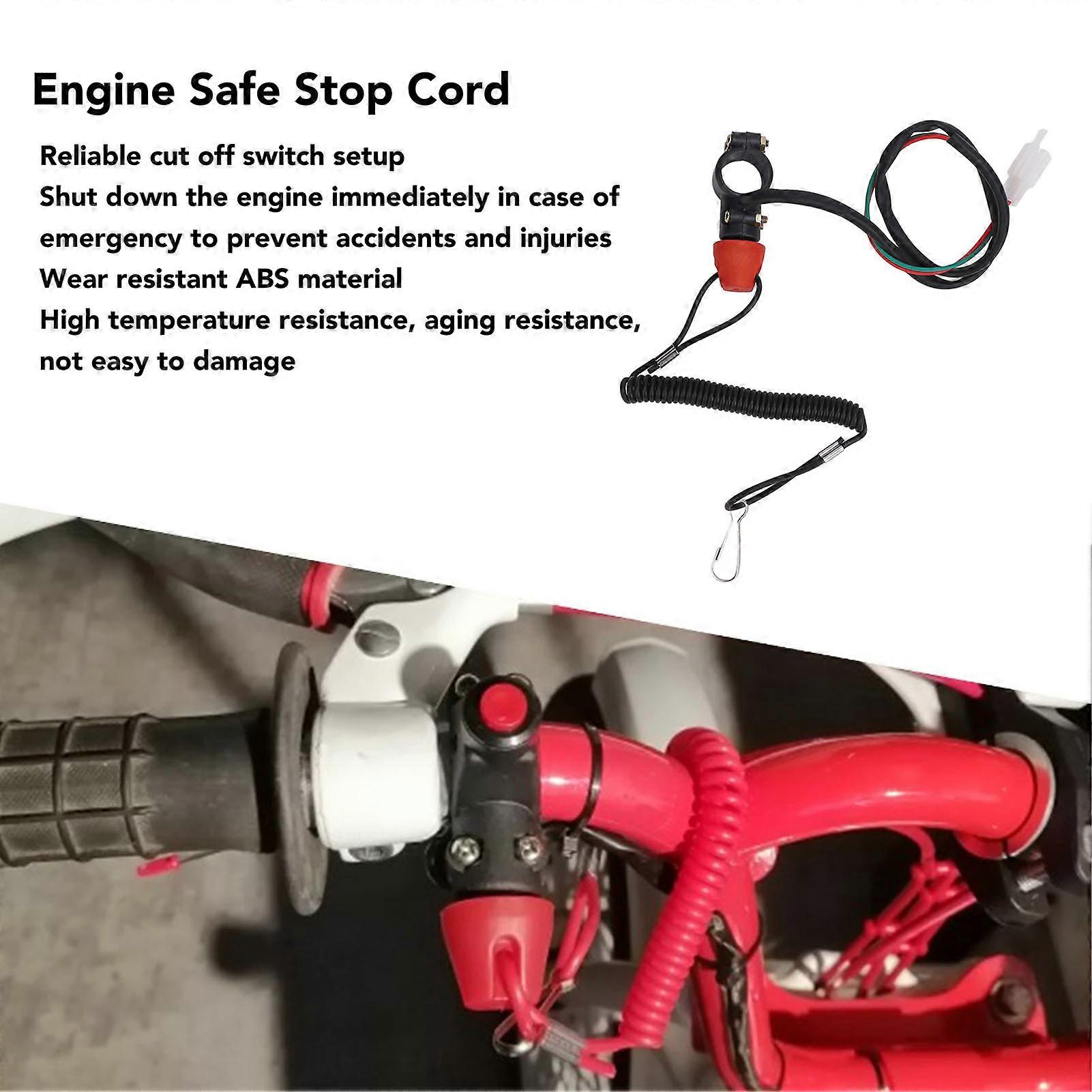 22mm Engine Cord Lanyard Kill Stop Switch Safety Tether 2 Pin Universal Engine On Off Kill Switch Emergency Lanyard for ATV SUVs