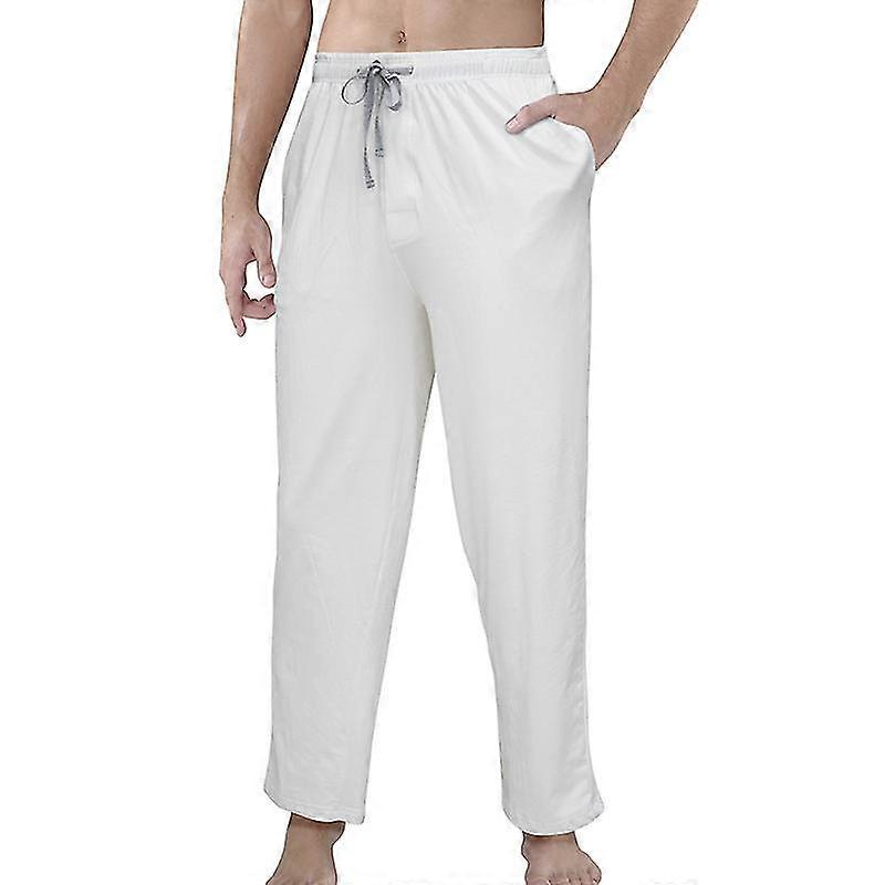 Men's Cotton Pajama Breathable Solid Homewear Lounge Pants