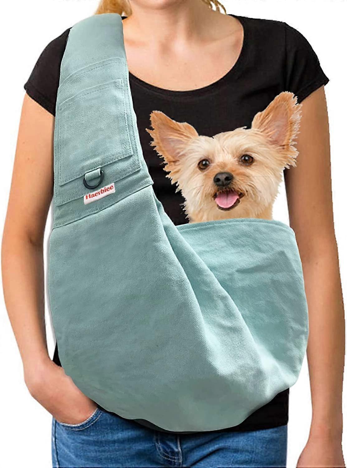 Pet Sling Bag Mint Color Canvas Puppy Carrier pet Carrier with Adjustable Strap and Soft Cotton Fabric Hand Free Dog Sling Bag Mint -