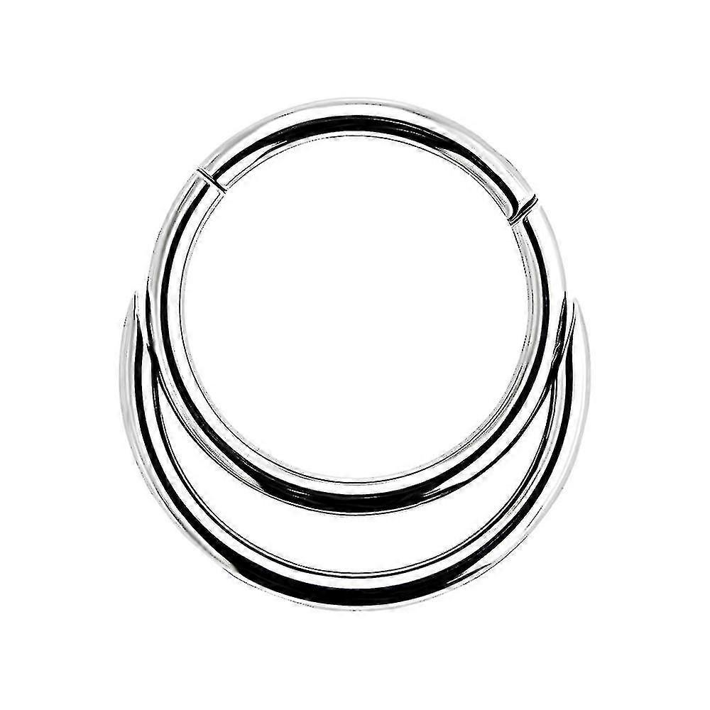 Calibre 16 ( 1.2mm ) - 9mm Diamètre 316l Acier chirurgical Twin Circle Hinged Segment Nose Ring Septum Piercing Bijoux