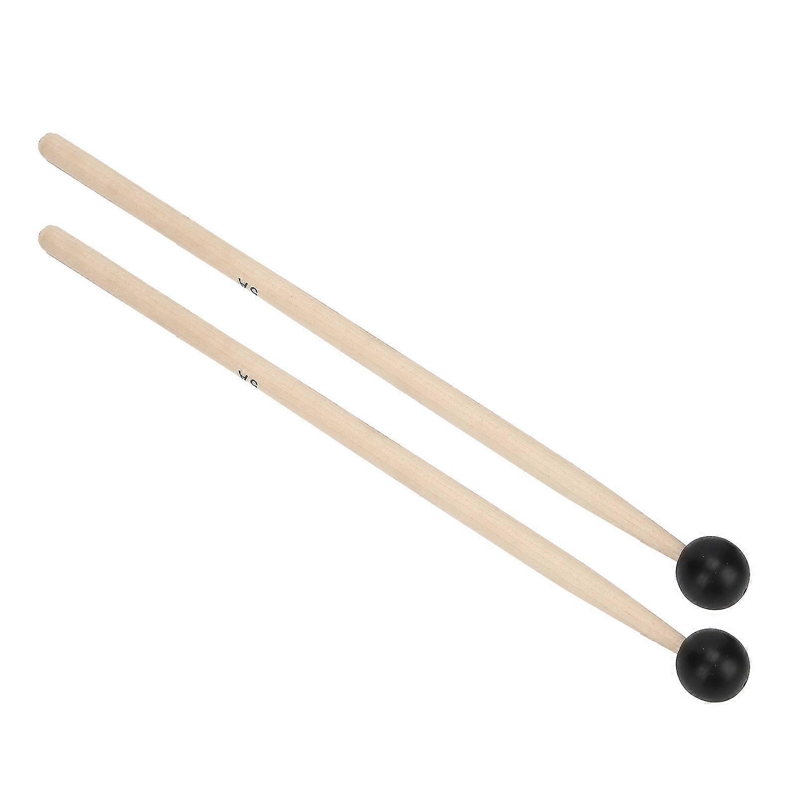 2Pcs Drum Sticks Solid Wood Rubber Smooth AntiSlip Handle Percussion Accessories