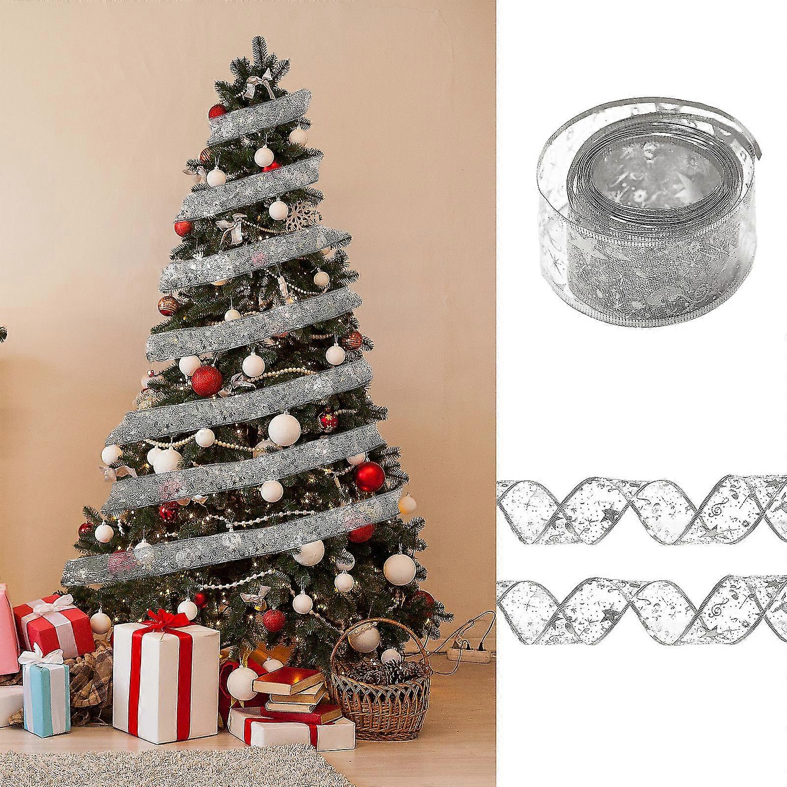 2m ruban de Noël lumières or décorations double couche led string pendentif, style 2, argent