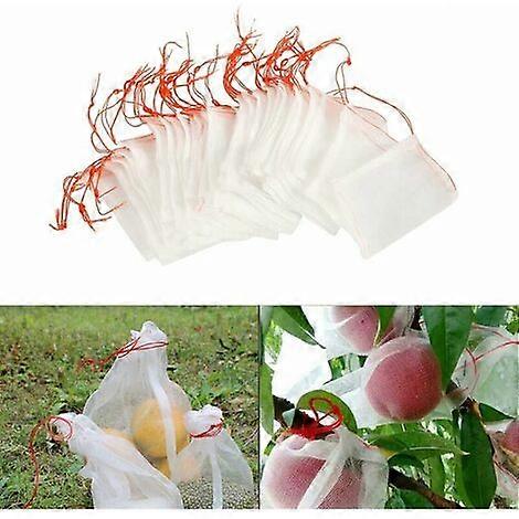 Pack of 50 insect net bags, garden nylon netting, reusable fruit and plant protection bags, bird protection bags with drawstring 25 x 15 cm