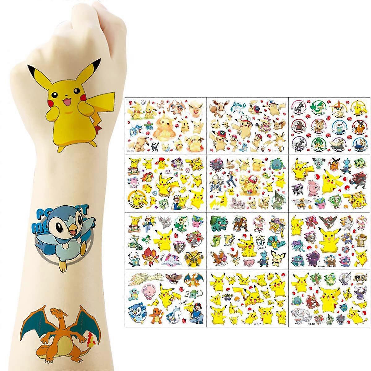 Çocuklar için 12 Sayfa Geçici Dövmeler, Sahte Dövmeler, Çıkartmalar, Süslemeler