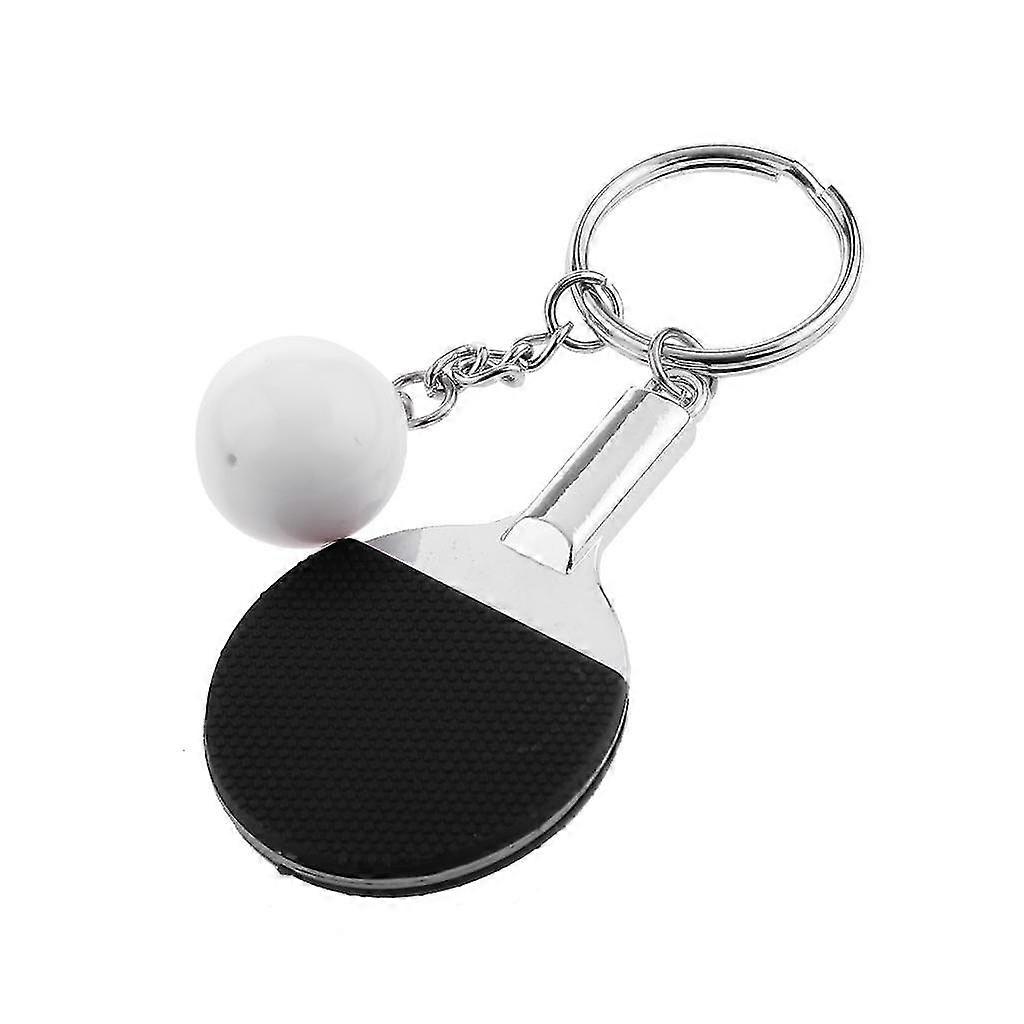 dd-Creative Table Tennis Ping-pong Racket & Ball Pendant Key Ring Black