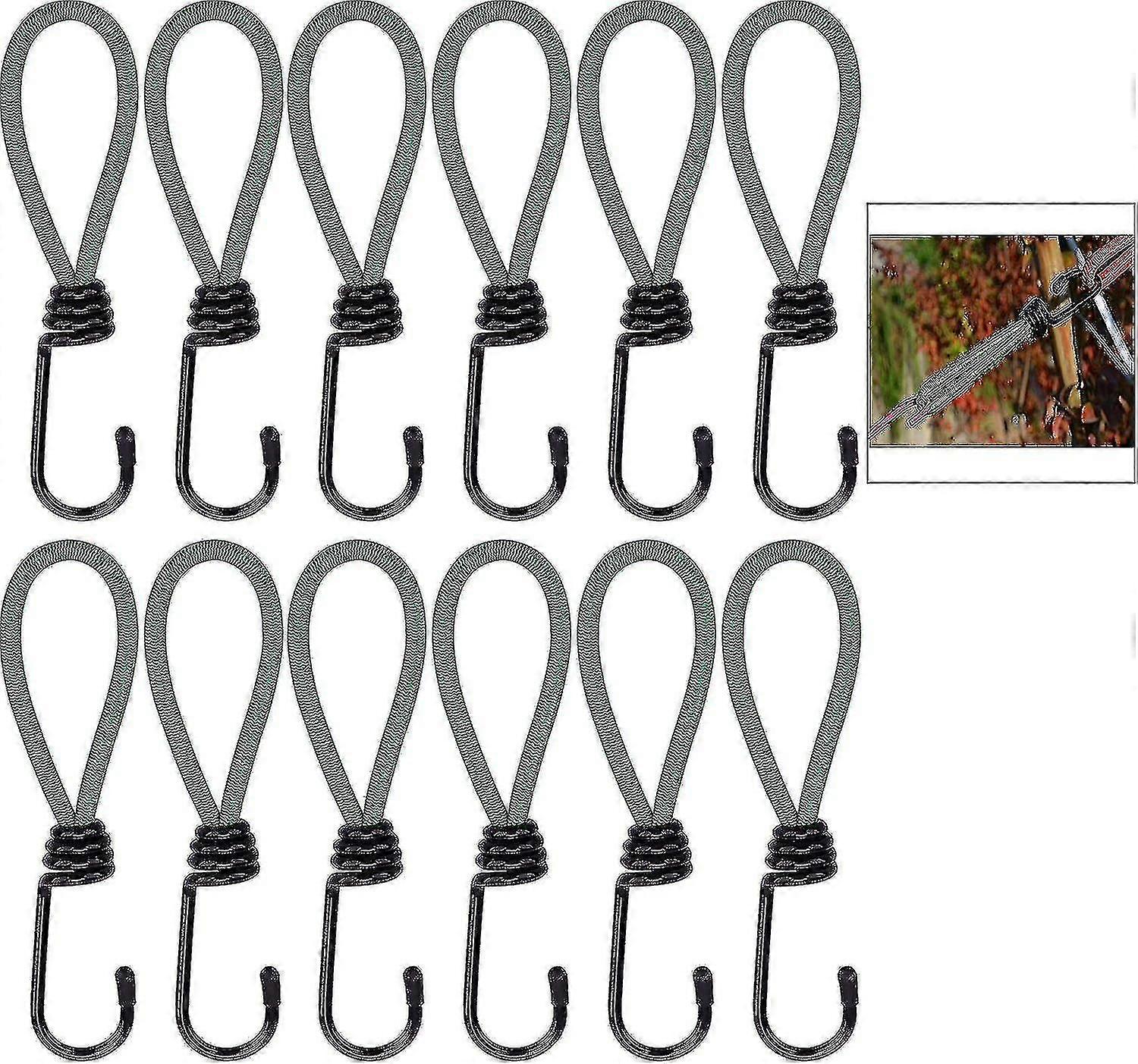 12 Pieces Bungee Hook, Tarp Bungee Hook Elastic Bungee Cords Camping With Hook, Bungee Strap For Tarps