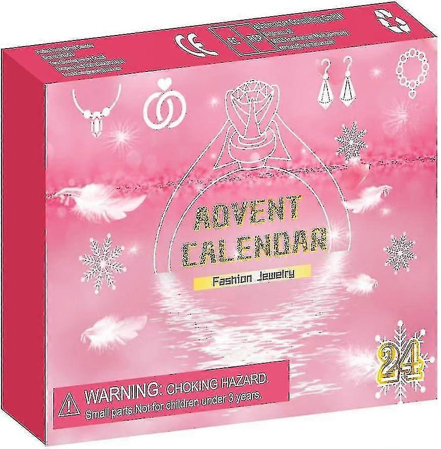 العد التنازلي عيد الميلاد أعمى مربع مجيء التقويم 2023 للأطفال مجموعة مجوهرات أعمى مربع حلقة قلادة أقراط 24 قطعة