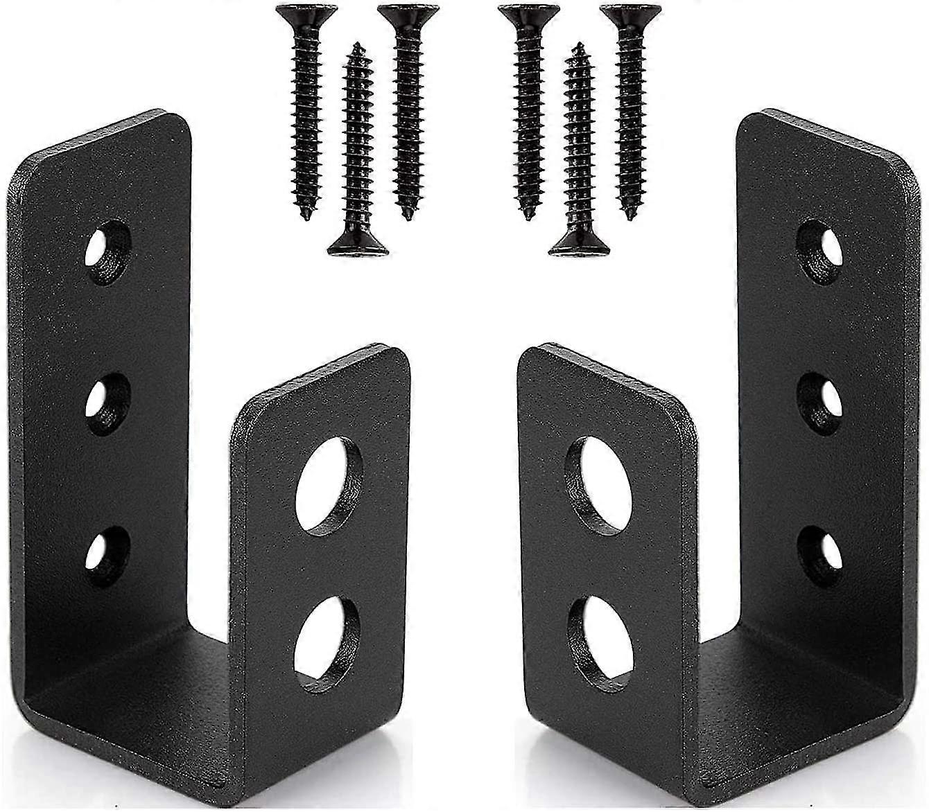 2 Pack Heavy Duty Steel Door Brackets For 2x4 Door, U-shape Security Bar
