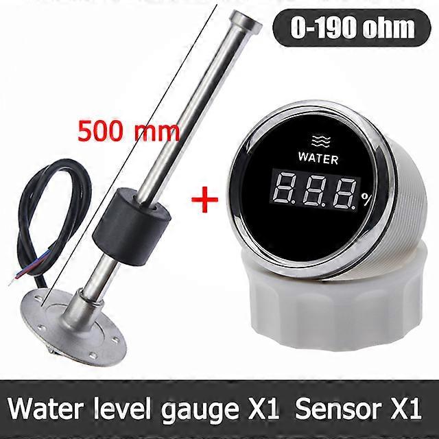 Digital Water Level Gauge +100-500mm Water level sensor 0-190 ohm Fit Boat Car Fuel Level Gauge Meter with Red Backlight 9-32V