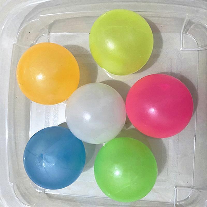 6 Pcs Ceiling Balls Glow in the Dark Stress Balls Sticky Balls That Stick to the Ceiling Glowing Balls for Relax Toy Teens and Adults