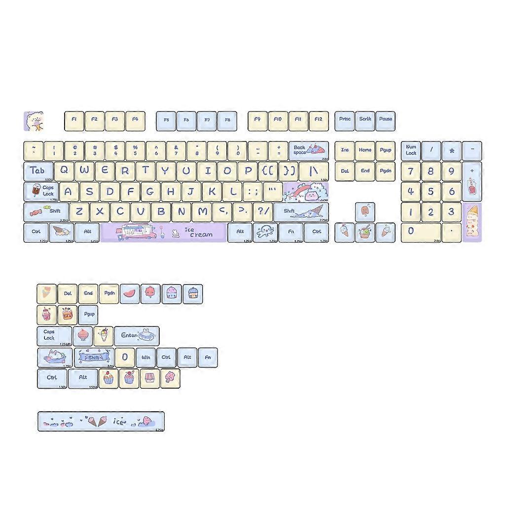 כיסויי מקשים 133pcs גלידה כיסויי מקשים חמודים פרופיל XDA סט כובעי מקשים צבועים