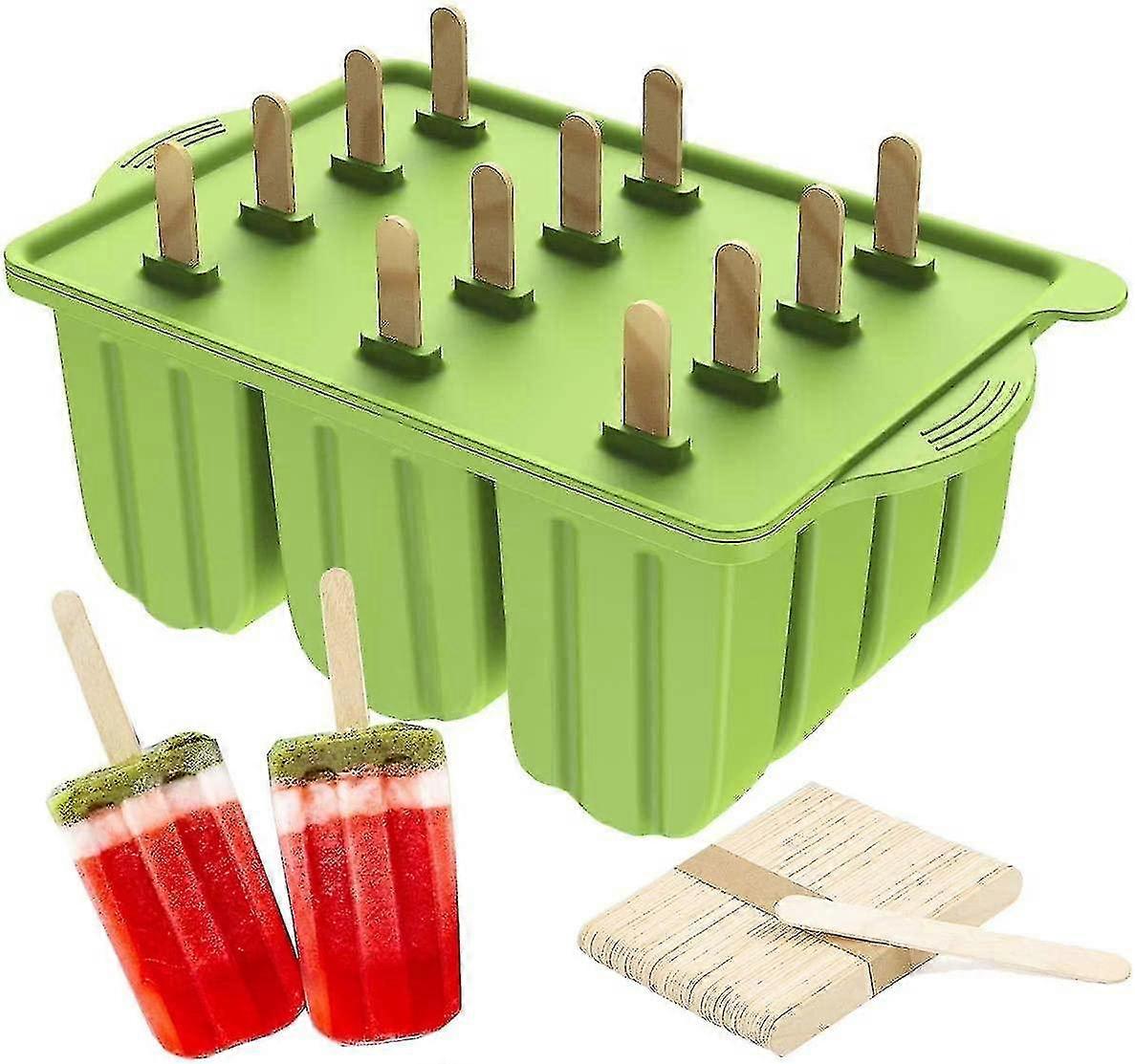 Reusable Bpa Free Silicone Popsicle Molds With 50 Wooden Sticks