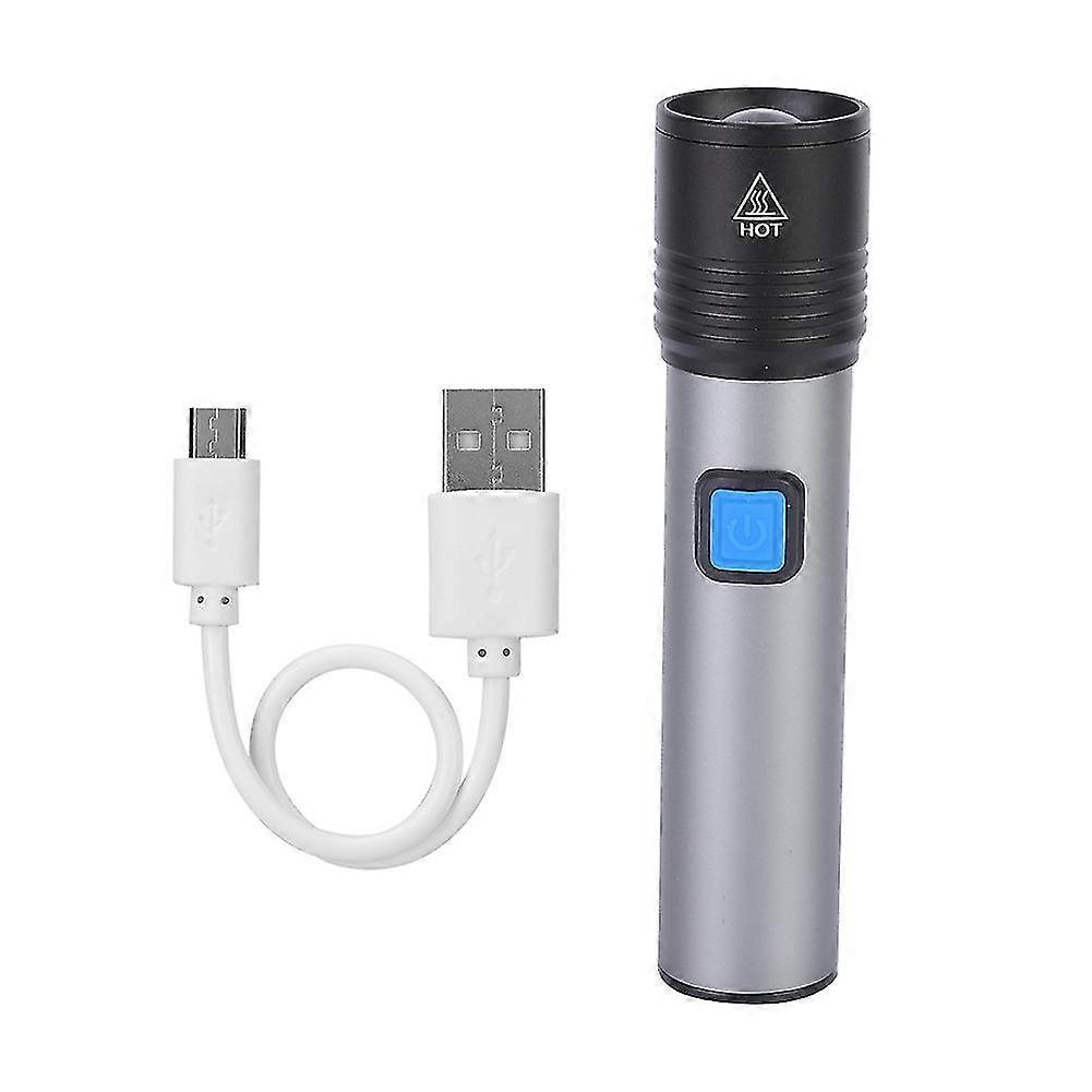 Waterproof Portable Usb Rechargeable Adjustable Led Flashlight For Outdoor Camping