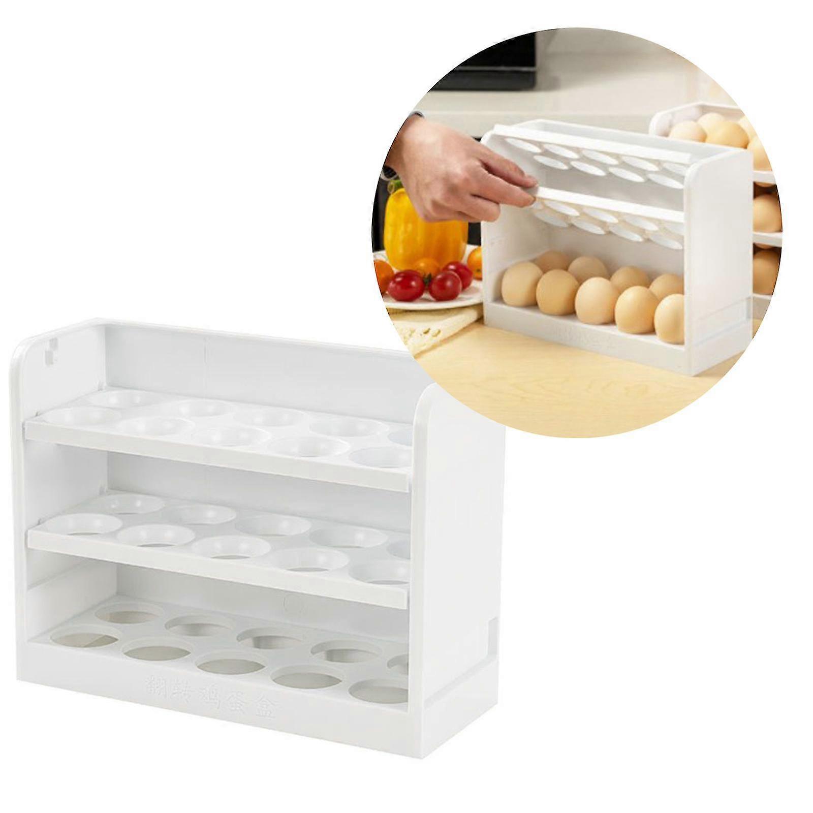 Fridge Egg Kitchen Fridge Organizer Container New Rotating Storage Box 3 Tiers