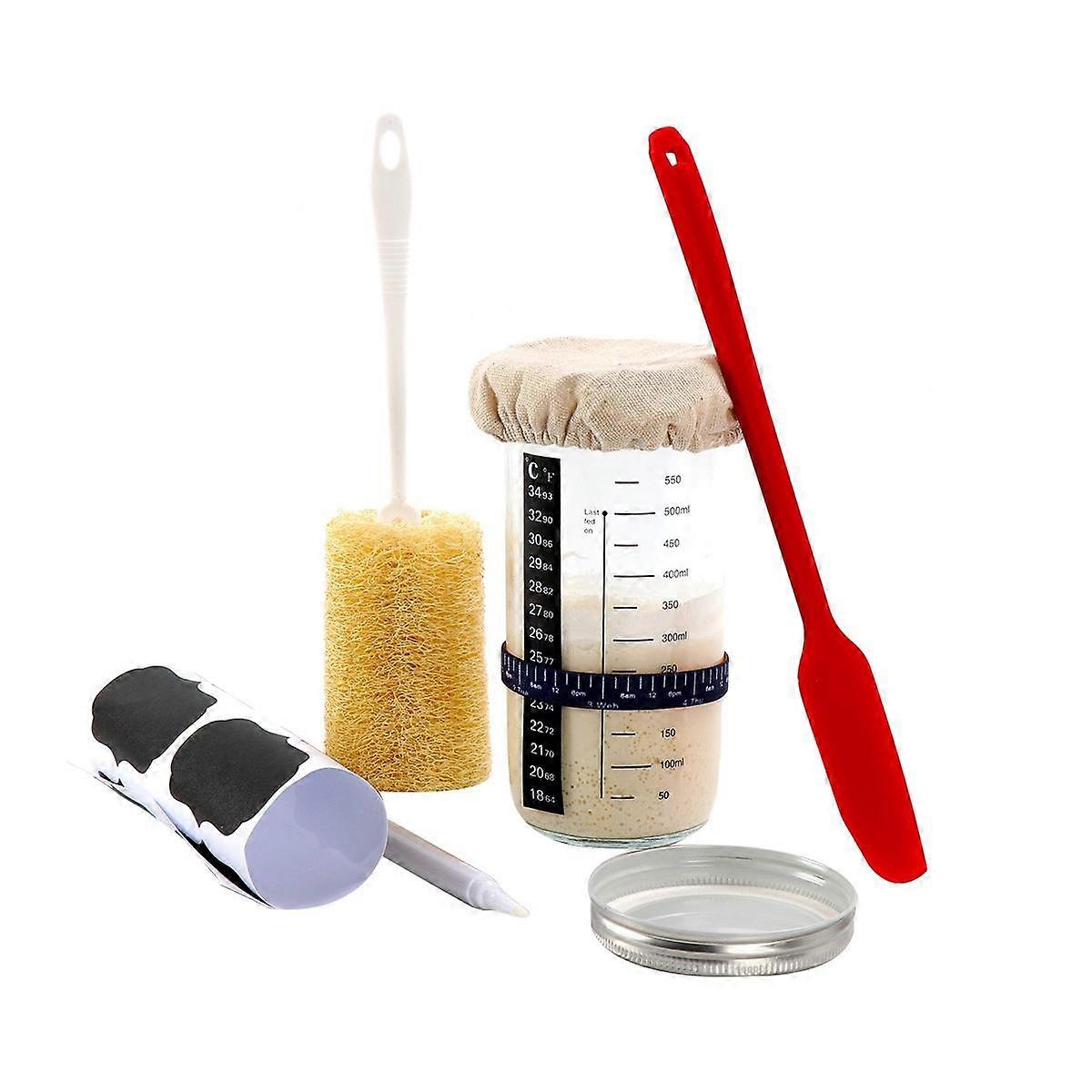 Sauerteigbrot-Set - Fassungsvermögen Sauerteigglas mit 5 für das perfekte Sauerteigbrot